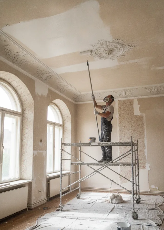 Peintre en bâtiment sur échafaudage en Haute-Garonne